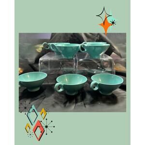 Set of 7 Vintage 1960s Boonton Melmac Baby Blue Melamine Coffee Cups